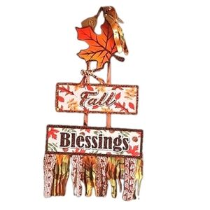 Hand Crafted fall wall decor playwood glitter sign floral fringe autum farmhouse